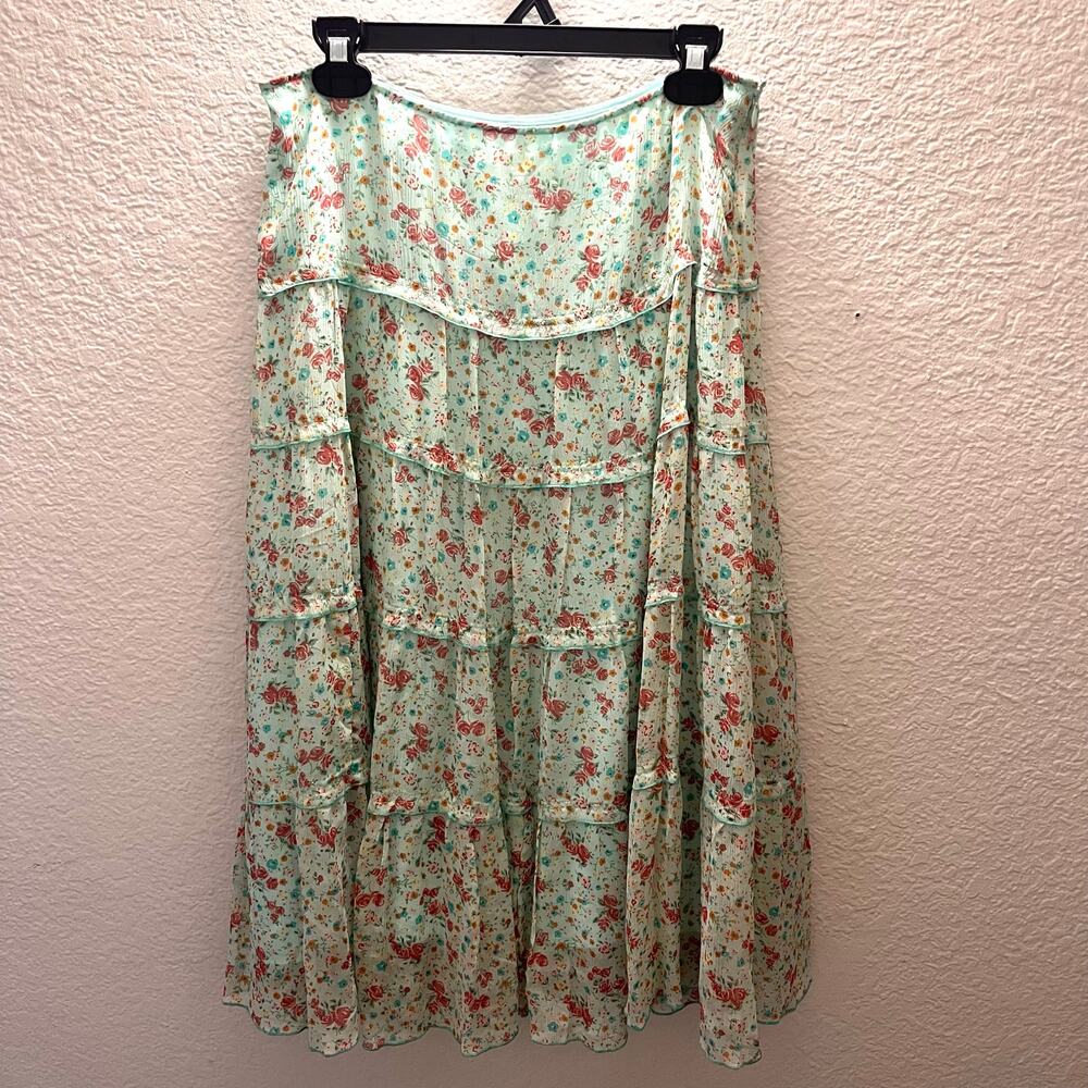 Rare Sundance 100% Silk Tiered Floral Skirt Prairie Boho Romantic Cottagecore 6 - Picture 2 of 7